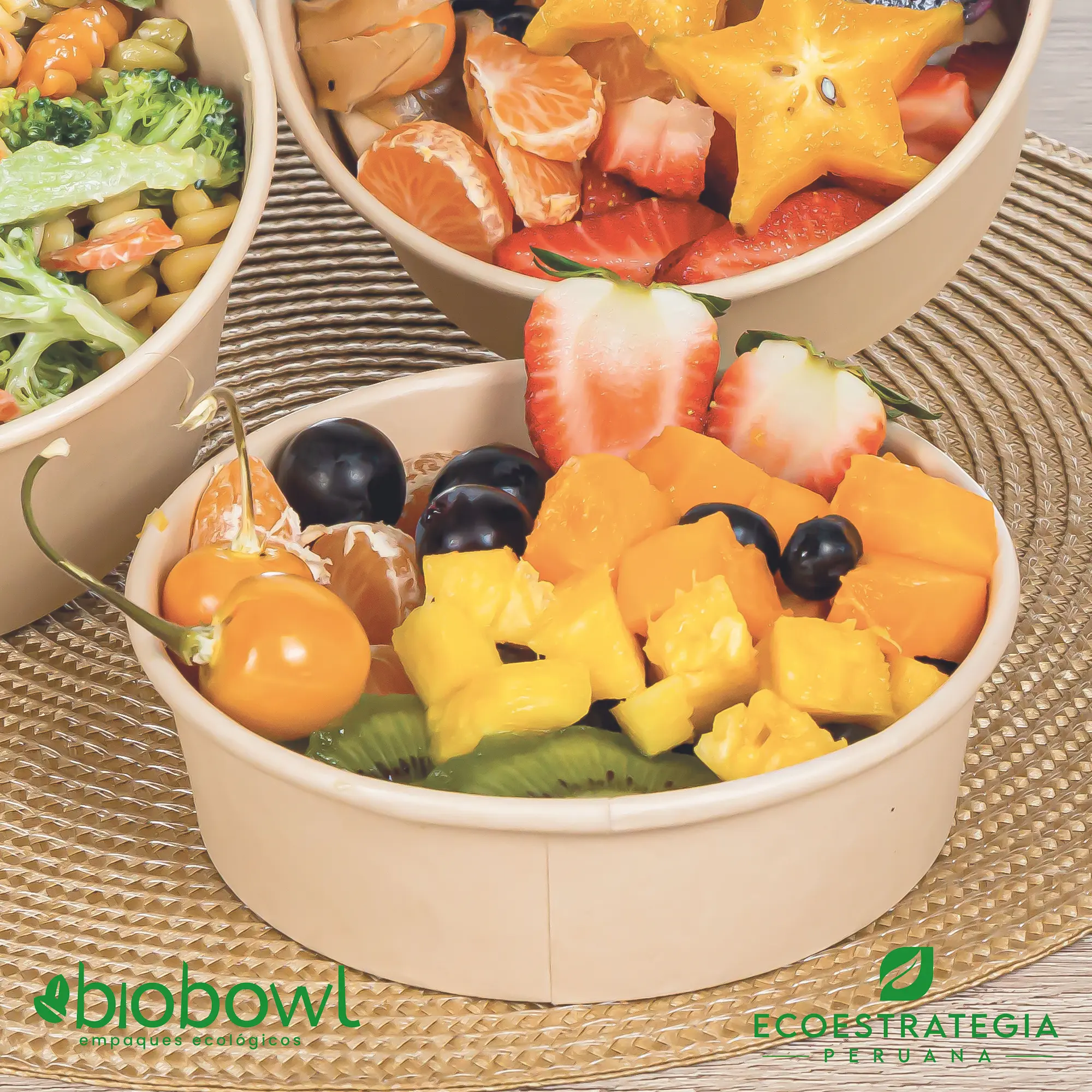 Esta bowl biodegradable de 500 ml es a base de fibra de bambu. Envases descartables con gramaje ideal, cotiza tus empaques, platos y tapers para alimentos