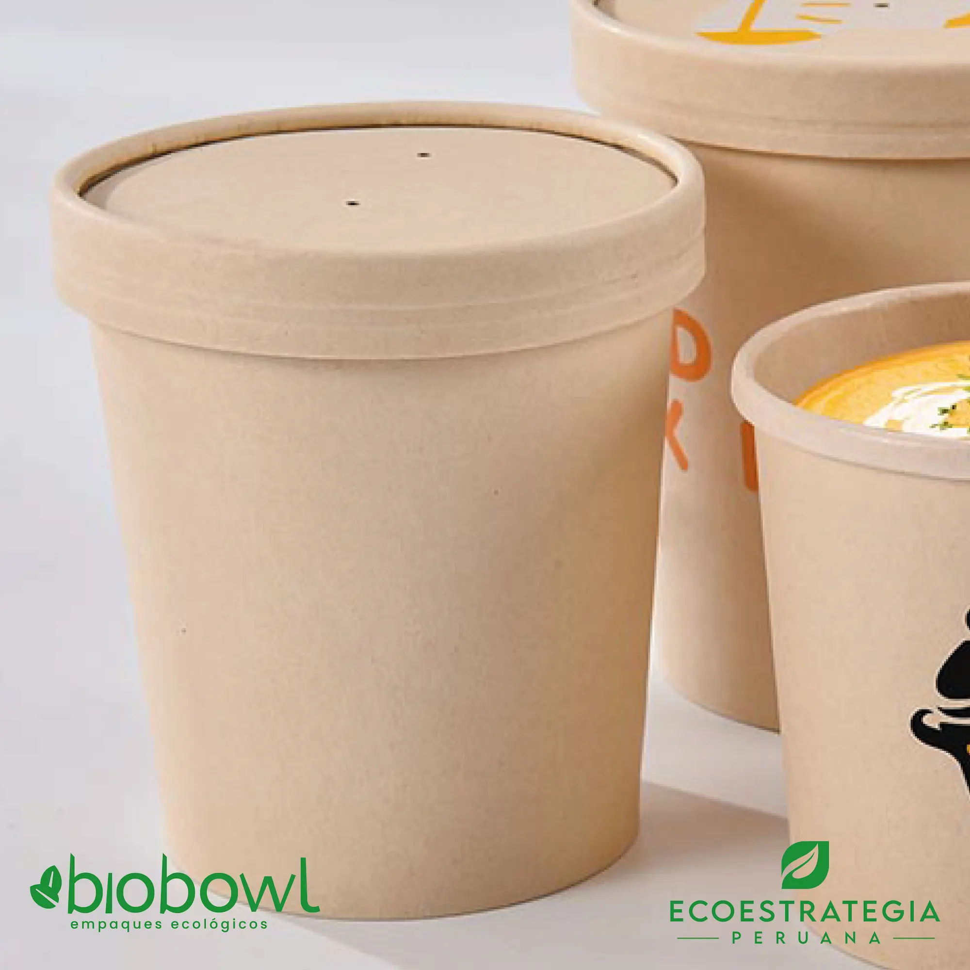 Este bowl sopero biodegradable de 16 oz es a base de fibra de bambu. Envases descartables con gramaje ideal, cotiza tus empaques, platos y tapers para helados