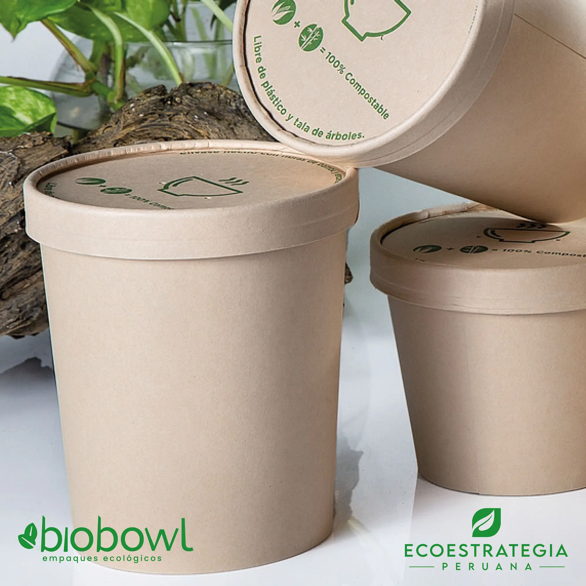 Este bowl sopero biodegradable de 32 oz es a base de fibra de bambu. Envases descartables con gramaje ideal, cotiza tus empaques, platos y tapers para helados